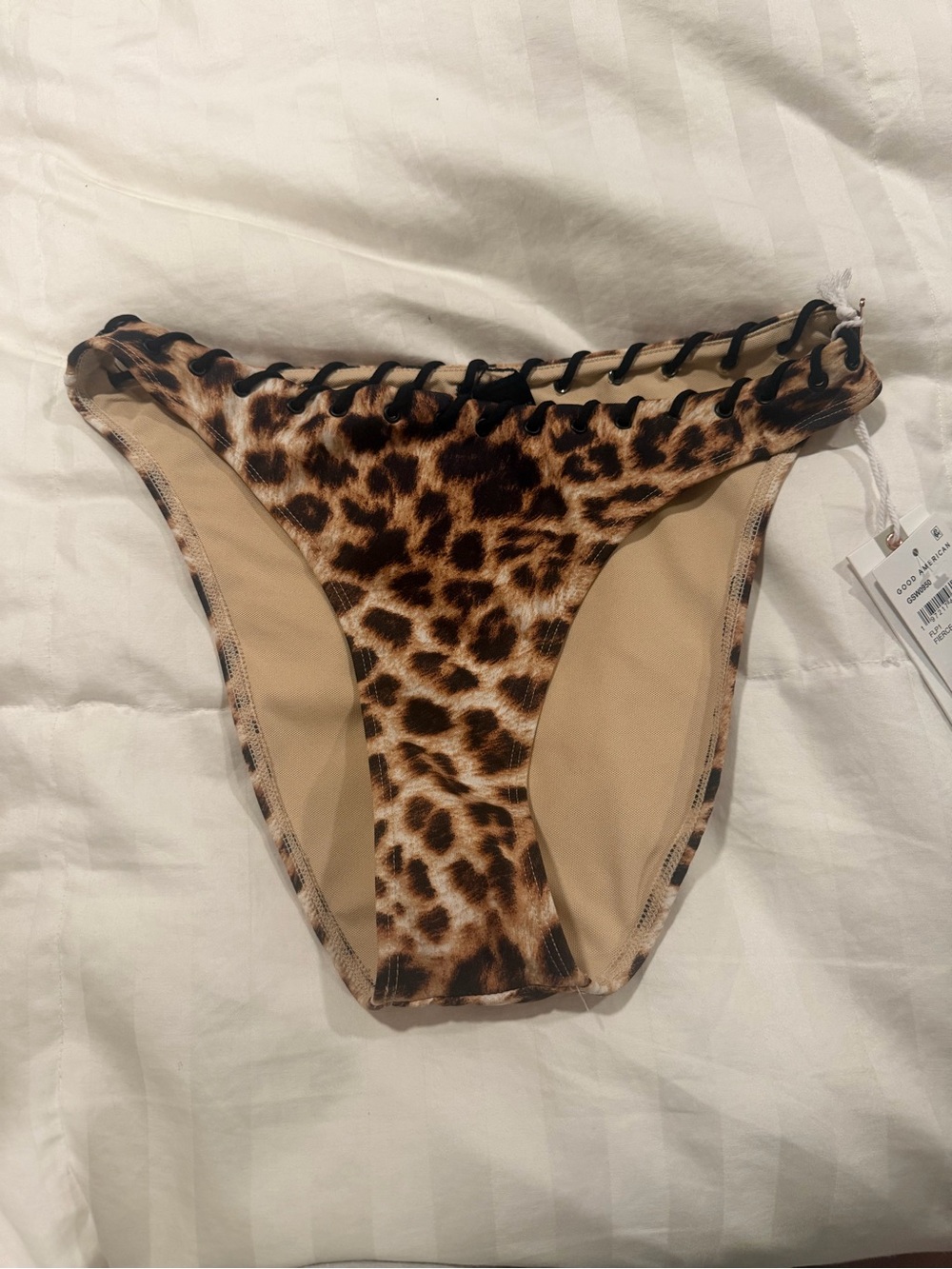 Good American Leopard Print Bikini Bottoms in Brown and Tan